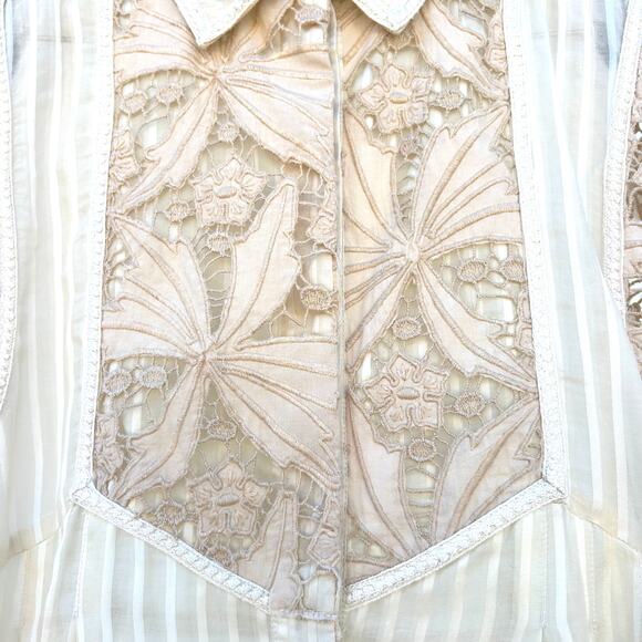 Free People New Romantics Lace Cottage Tank Top Delicate Boho Medium Cream - Picture 6 of 9